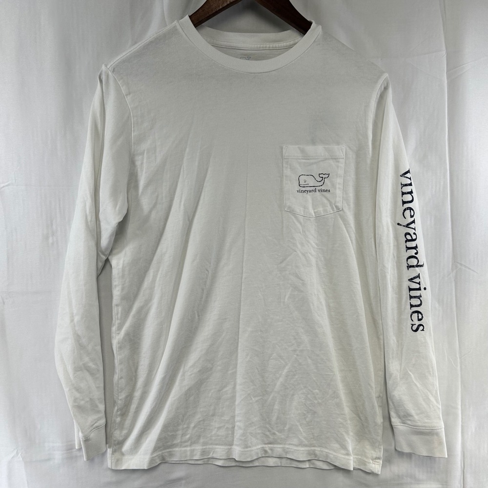 Vineyard Vines Pocket T-Shirt Boys XL White Vintage Whale Long Sleeve